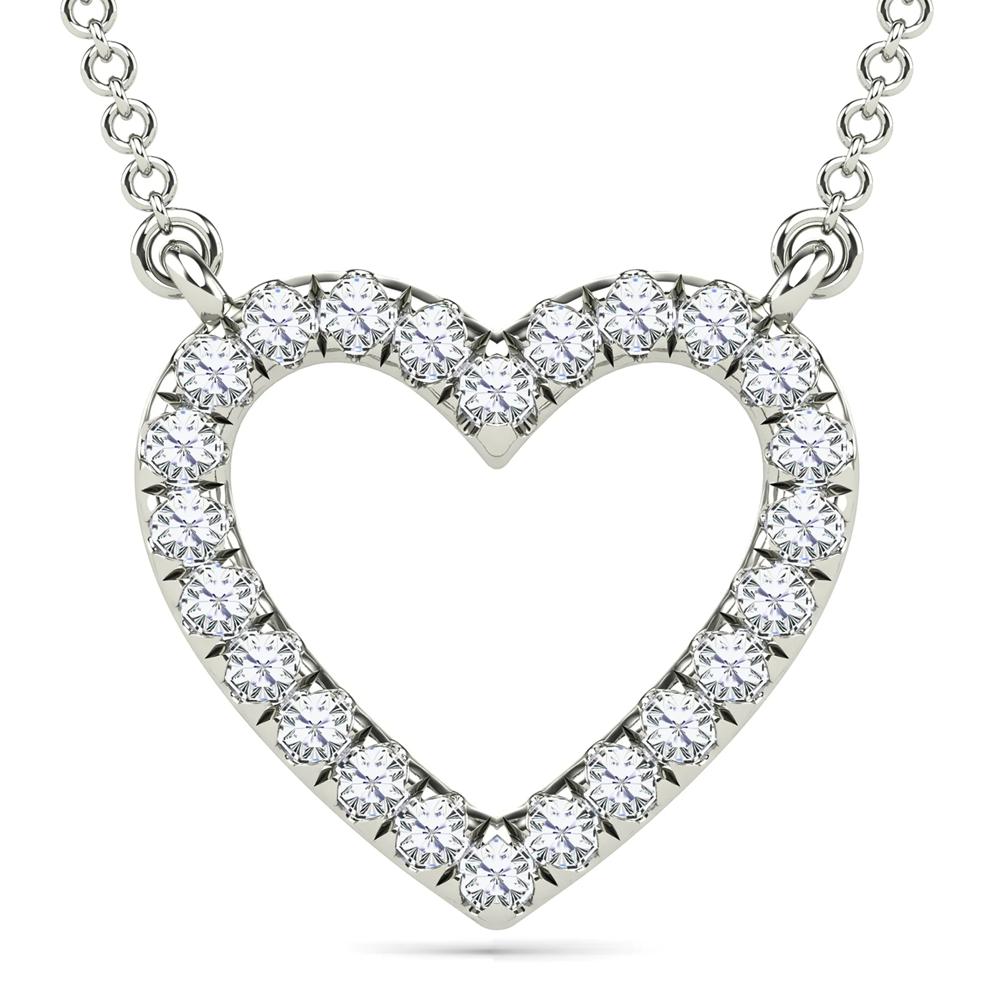 Diamond Accent Heart Necklace in 10K White Gold – Image 1 of 4