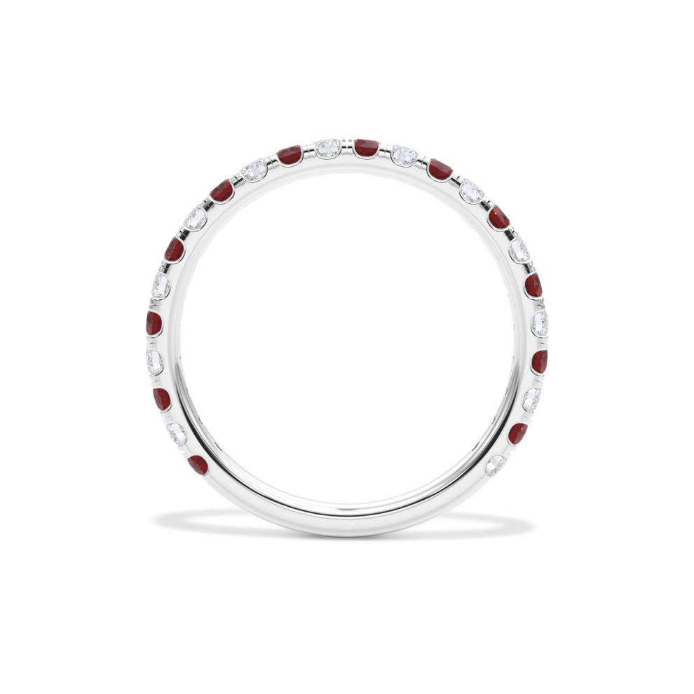 Lab Grown Diamond &amp; Lab-Created Ruby Anniversary Band in Platinum (1/3 ct. tw.) – Image 2 of 4