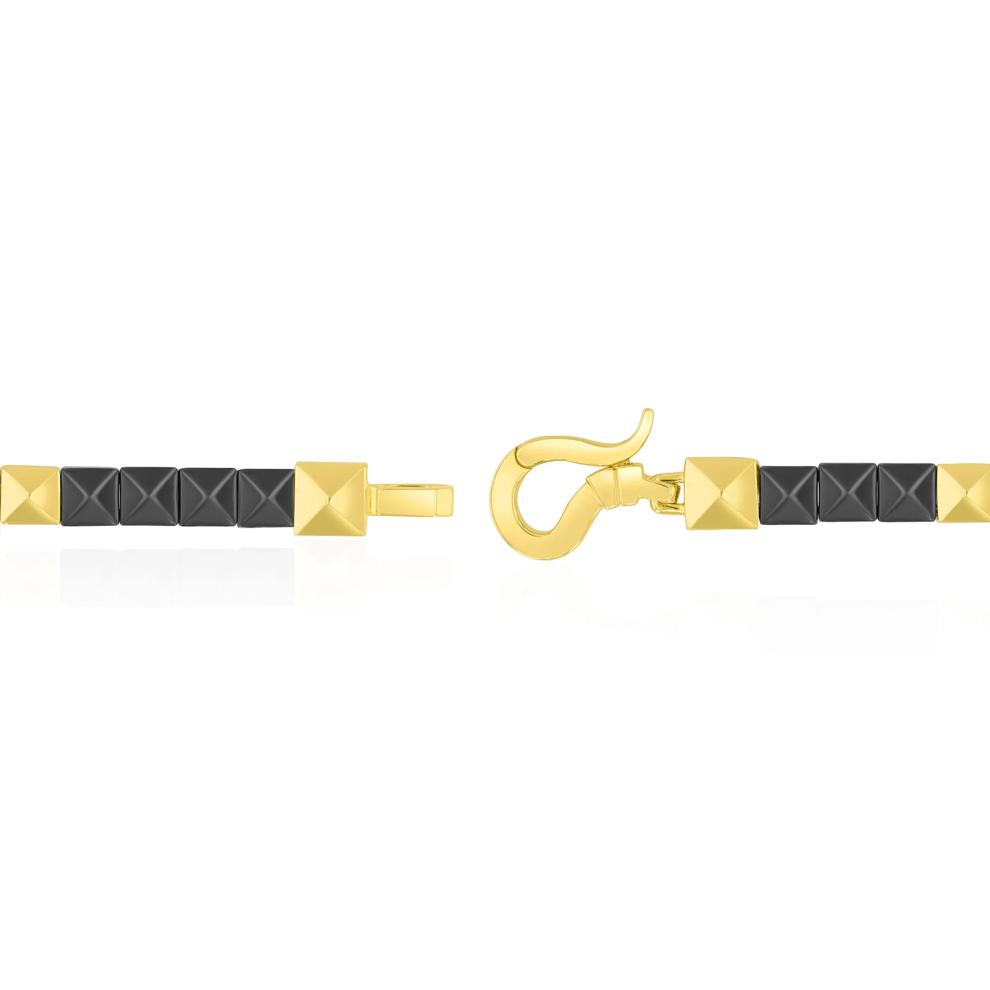 Men's Black Ceramic Pyramid Link Bracelet in Vermeil, 8.5" – Image 3 of 3