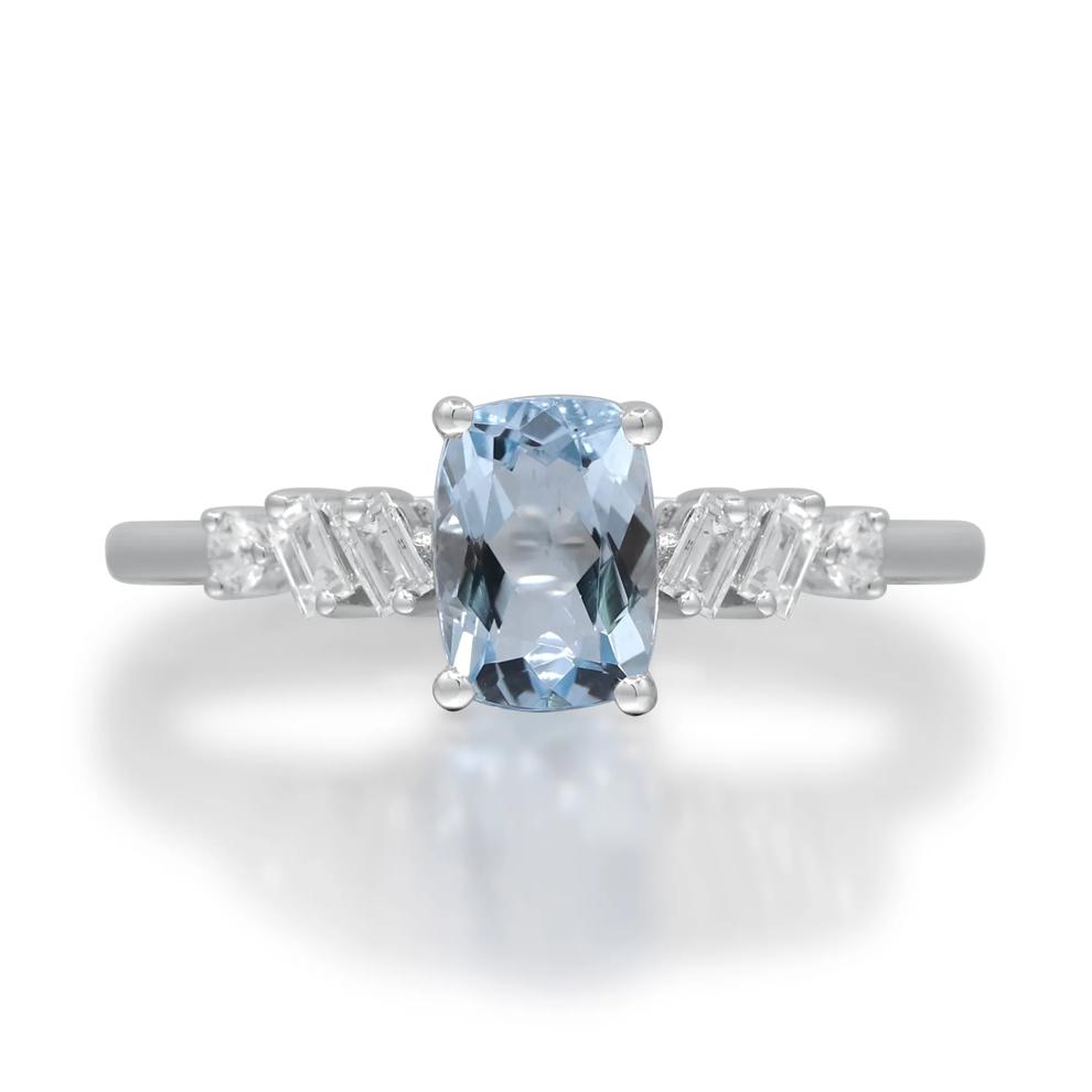 Aquamarine &amp; Diamond Ring in 10K White Gold (1/7 ct. tw.) – Image 1 of 5