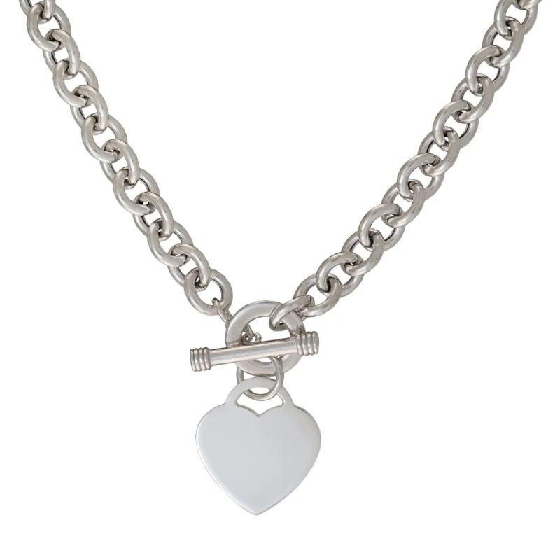Heart Toggle Necklace with Rolo Chain in Sterling Silver, 17&rdquo; – Image 1 of 3