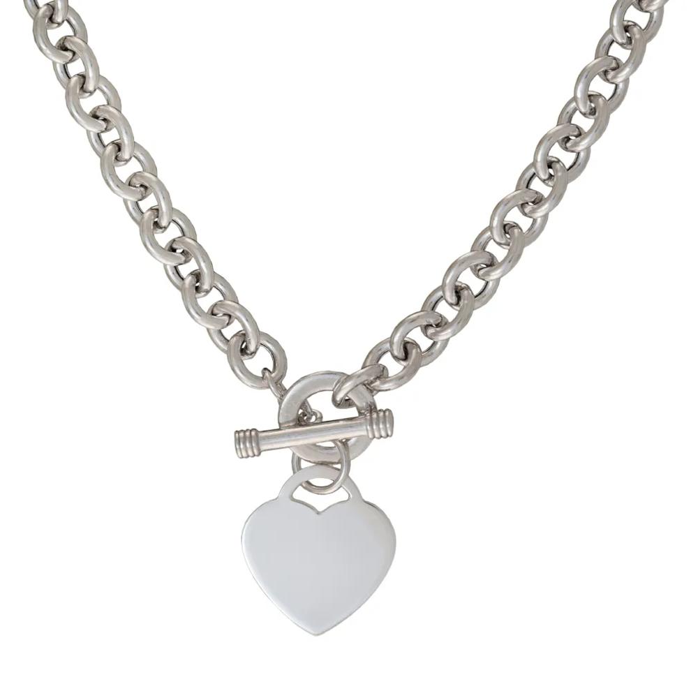 Heart Toggle Necklace with Rolo Chain in Sterling Silver, 17&rdquo; – Image 1 of 3
