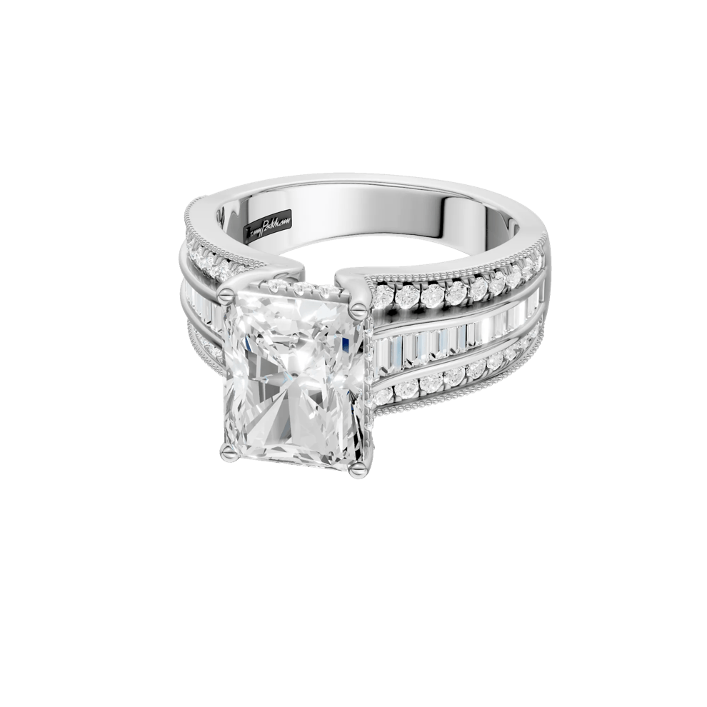 Lab Grown Diamond Radiant-Cut Center Engagement Ring in 14K White Gold (3 3/4 ct. tw.) – Image 2 of 5