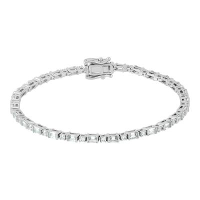 Lab Grown Diamond Emerald-Cut and Round Bracelet in 10K White Gold (4 ct. tw.)