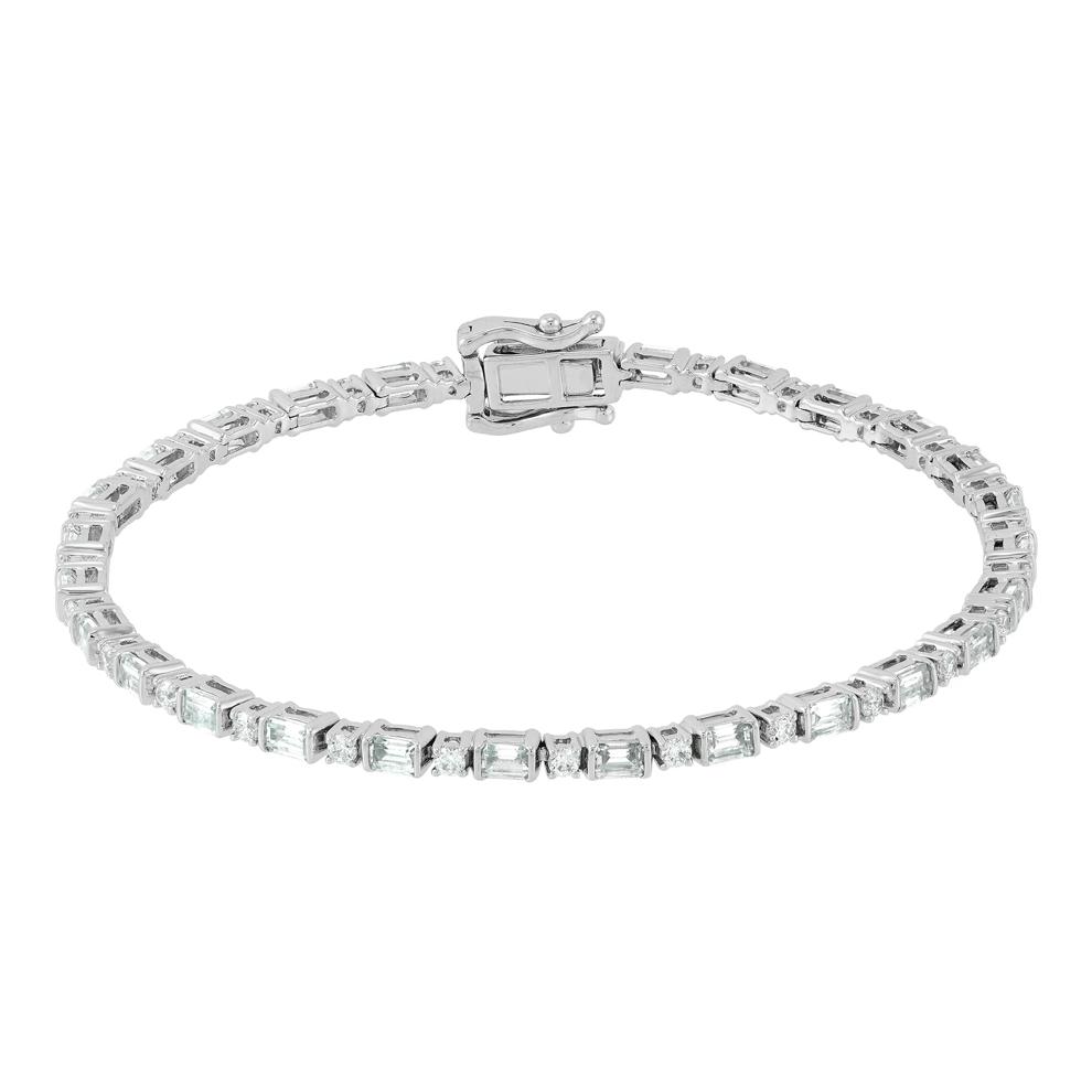 Lab Grown Diamond Emerald-Cut and Round Bracelet in 10K White Gold (4 ct. tw.) – Image 1 of 2