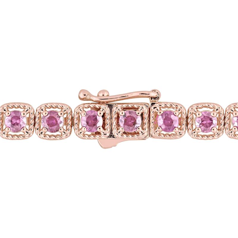 Pink Sapphire Line Bracelet in 14K Rose Gold – Image 2 of 5