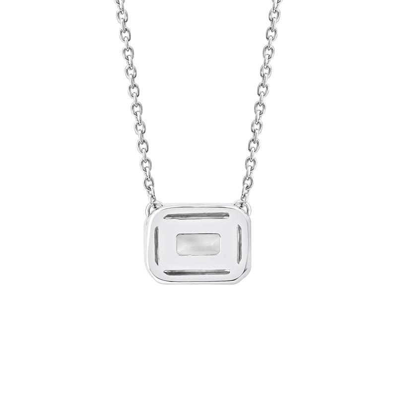 Lab Grown Diamond Emerald-Cut Solitaire Bezel Pendant in 10K White Gold &#40;1 ct. tw.&#41; – Image 3 of 4