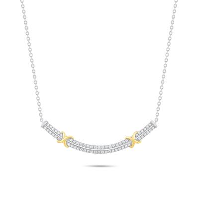 Diamond X Frontal Necklace in Sterling Silver & 10K Yellow Gold (1/4 ct. tw.)