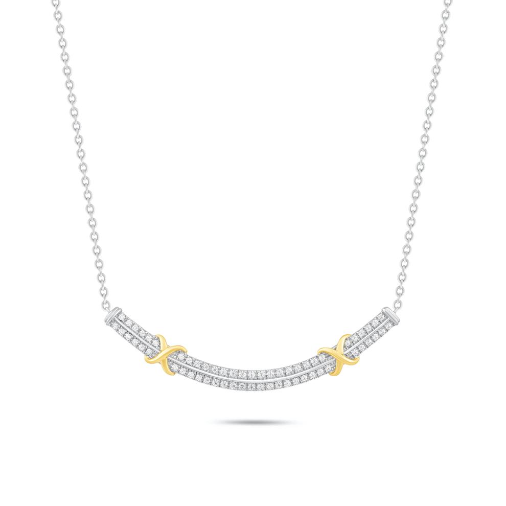Diamond X Frontal Necklace in Sterling Silver &amp; 10K Yellow Gold (1/4 ct. tw.) – Image 1 of 4
