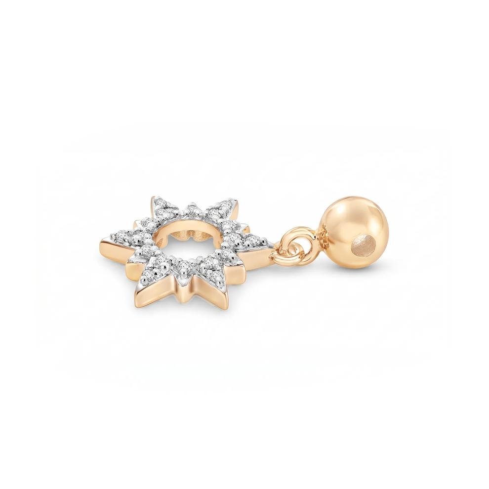 Diamond Accent Sun Bead Charm in 14K Gold Vermeil – Image 2 of 2