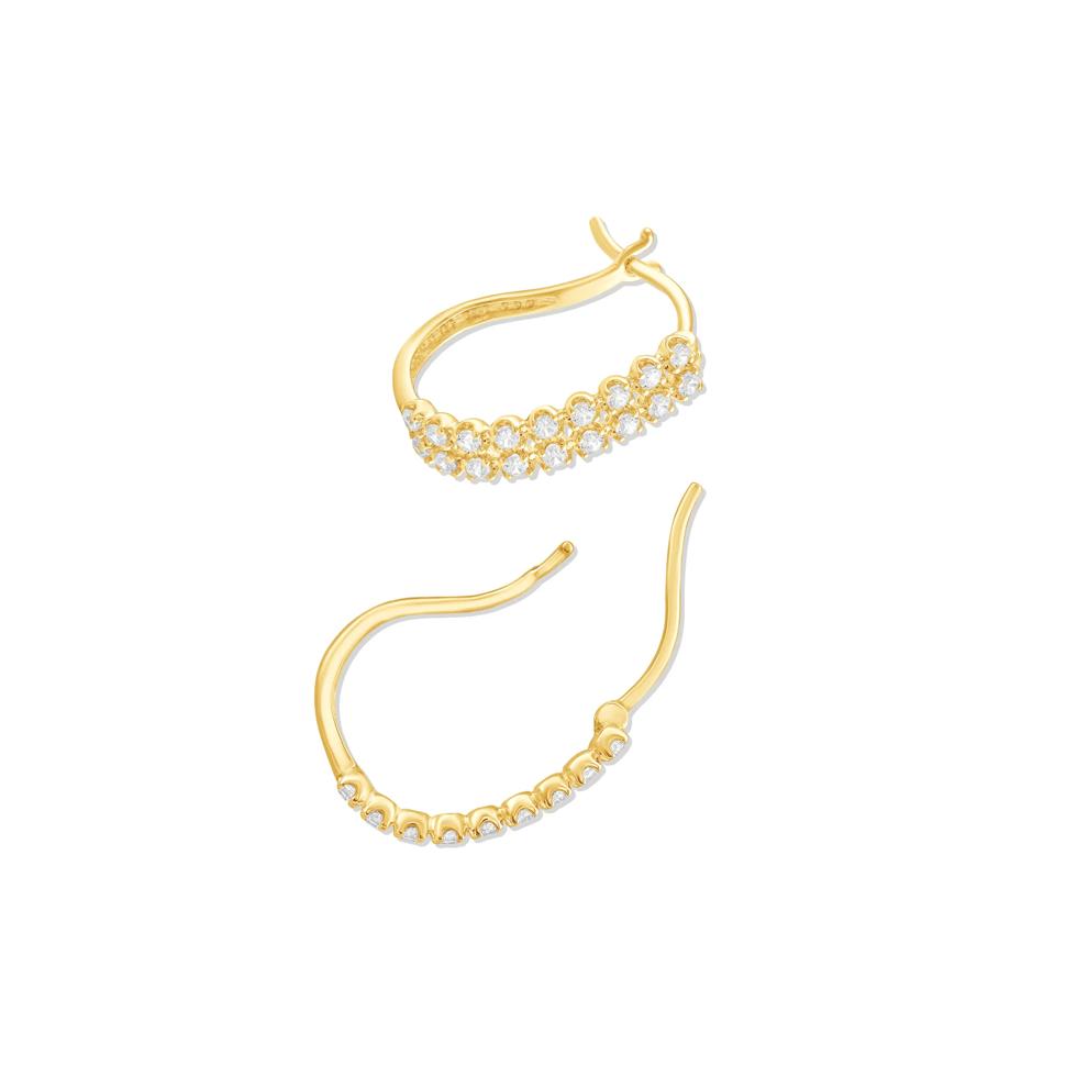 Diamond Double Row Hoop Earrings in 10K Yellow Gold (1/2 ct. tw.) – Image 2 of 2