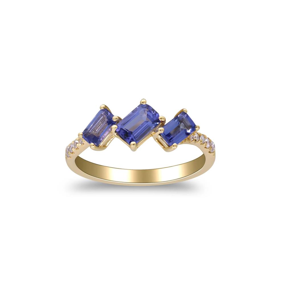 Tanzanite and Diamond Accent Ring in 10K Yellow Gold (1/10 ct. tw.) – Image 4 of 5