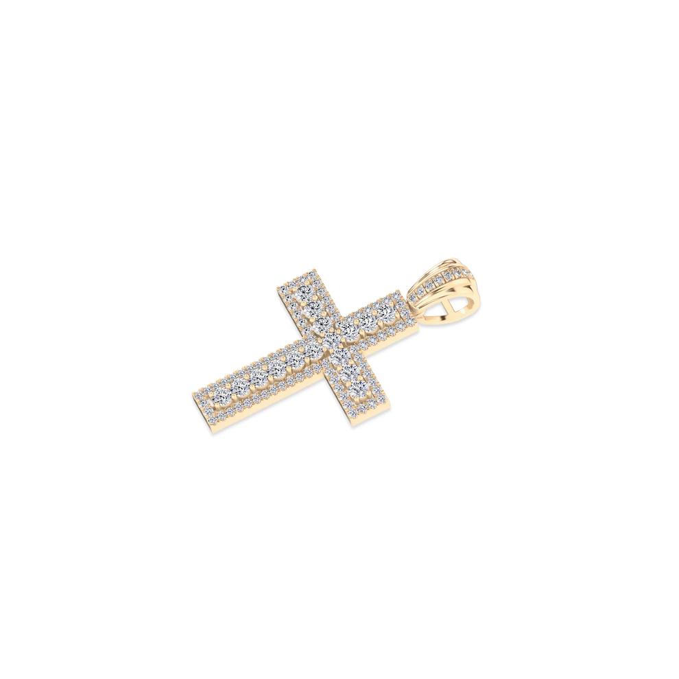 Men's Lab Grown Diamond Cross Pendant in 10K Yellow Gold