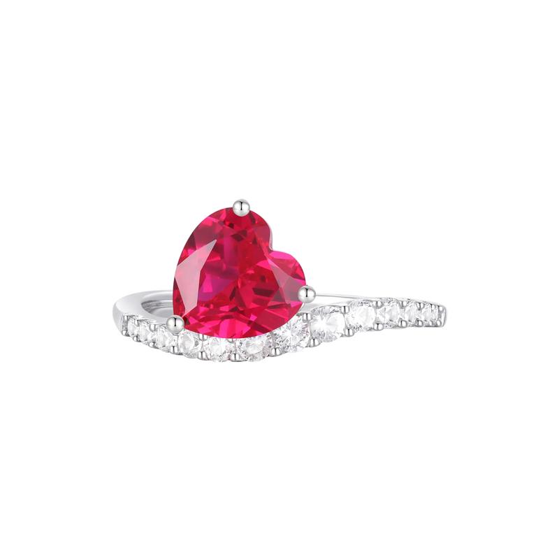 Heart-Shaped Lab-Created Ruby and Lab-Created White Sapphire Box Set in Sterling Silver – Image 6 of 8