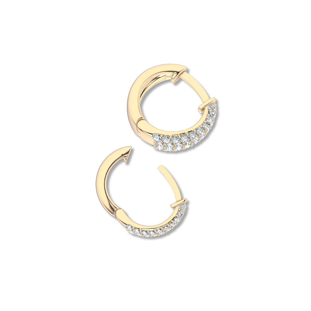Diamond Pav&eacute; Graduated Huggie Hoop Earrings in 10K Yellow Gold (3/8 ct. tw.) – Image 2 of 2