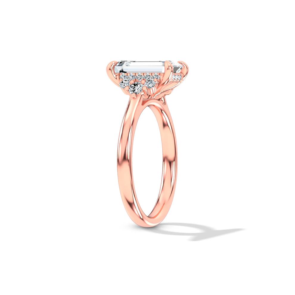 Lab Grown Diamond Emerald-Cut Center Engagement Ring in 14K Rose Gold (3 1/4 ct. tw.) – Image 3 of 4