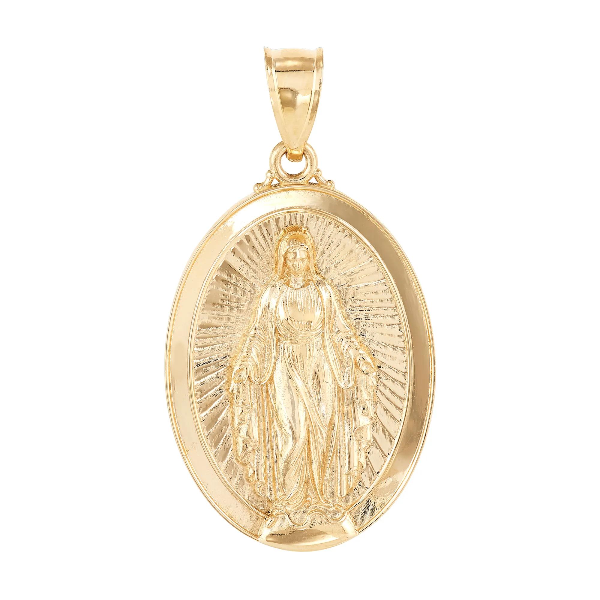 チャーム 10K Mary Pendant Virgin Mary Medal Charm in 10K Yellow Gold