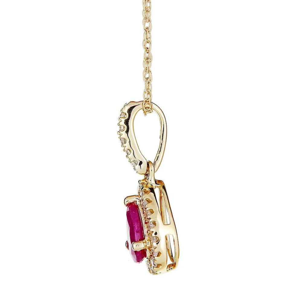 Ruby &amp; 1/10 ct. tw. Diamond Pendant in 10K Yellow Gold – Image 2 of 2