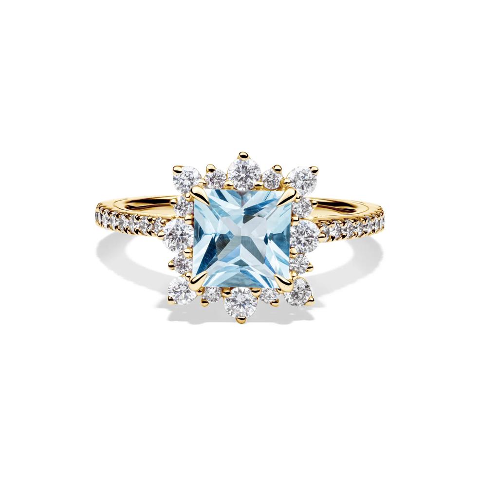 Kate Aquamarine &amp; Diamond Engagement Ring in 14K Yellow Gold (3/4 ct. tw.) – Image 1 of 4