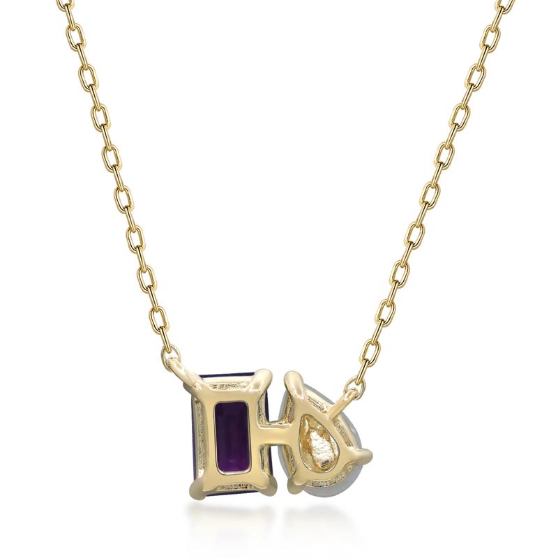 Opal, Rhodolite Garnet and Diamond Accent Necklace in 10K Yellow Gold – Image 3 of 3