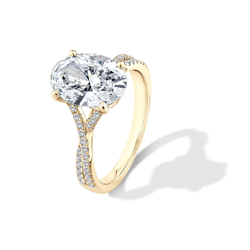 Lab Grown Diamond Oval-Shaped Engagement Ring in 18K Yellow Gold (3 1/3 ct. tw.) – Image 4 of 4