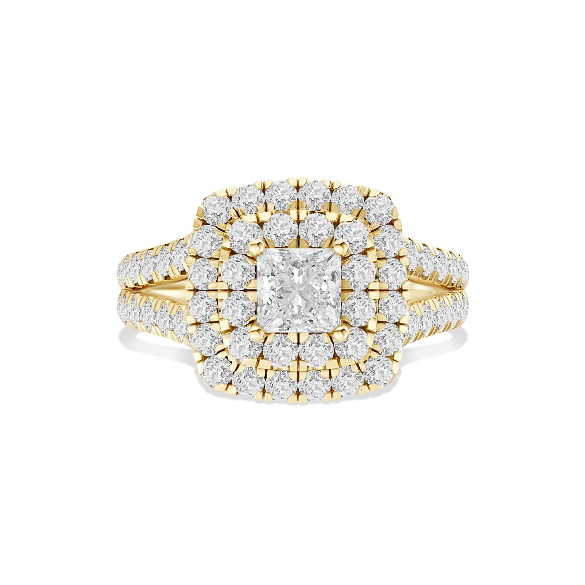 Lab Grown Diamond Princess-Cut Center Engagement Ring in 14K Yellow Gold