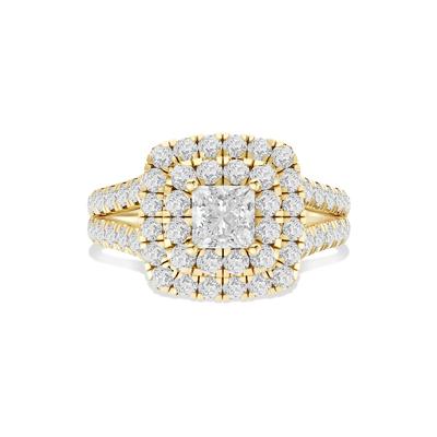 Lab Grown Diamond Princess-Cut Center Engagement Ring in 14K Yellow Gold (2 ct. tw.)