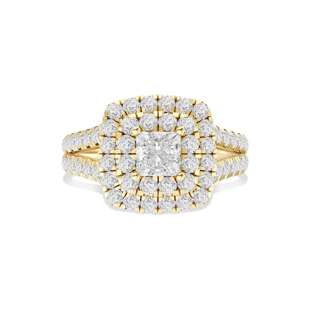 Lab Grown Diamond Princess-Cut Center Engagement Ring in 14K Yellow Gold (2 ct. tw.) – Image 1 of 4