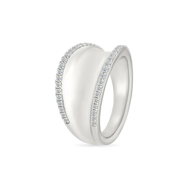 Diamond Concave Ring in Sterling Silver &#40;1/4 ct. tw.&#41; – Image 3 of 5