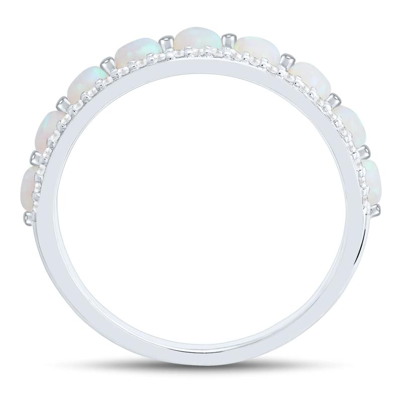Lab Created Opal and Lab Created White Sapphire Stack Ring in Sterling Silver – Image 3 of 3
