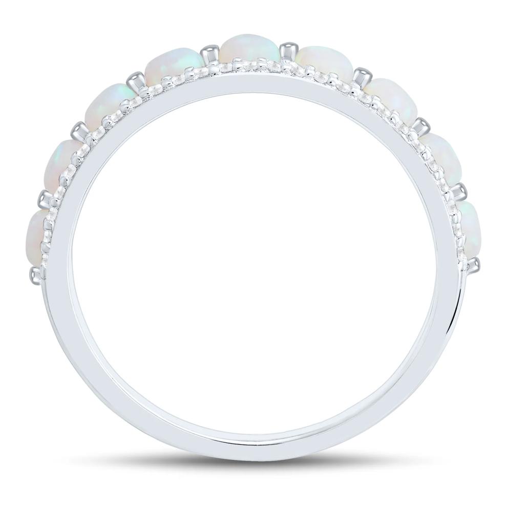 Lab Created Opal and Lab Created White Sapphire Stack Ring in Sterling Silver – Image 3 of 3