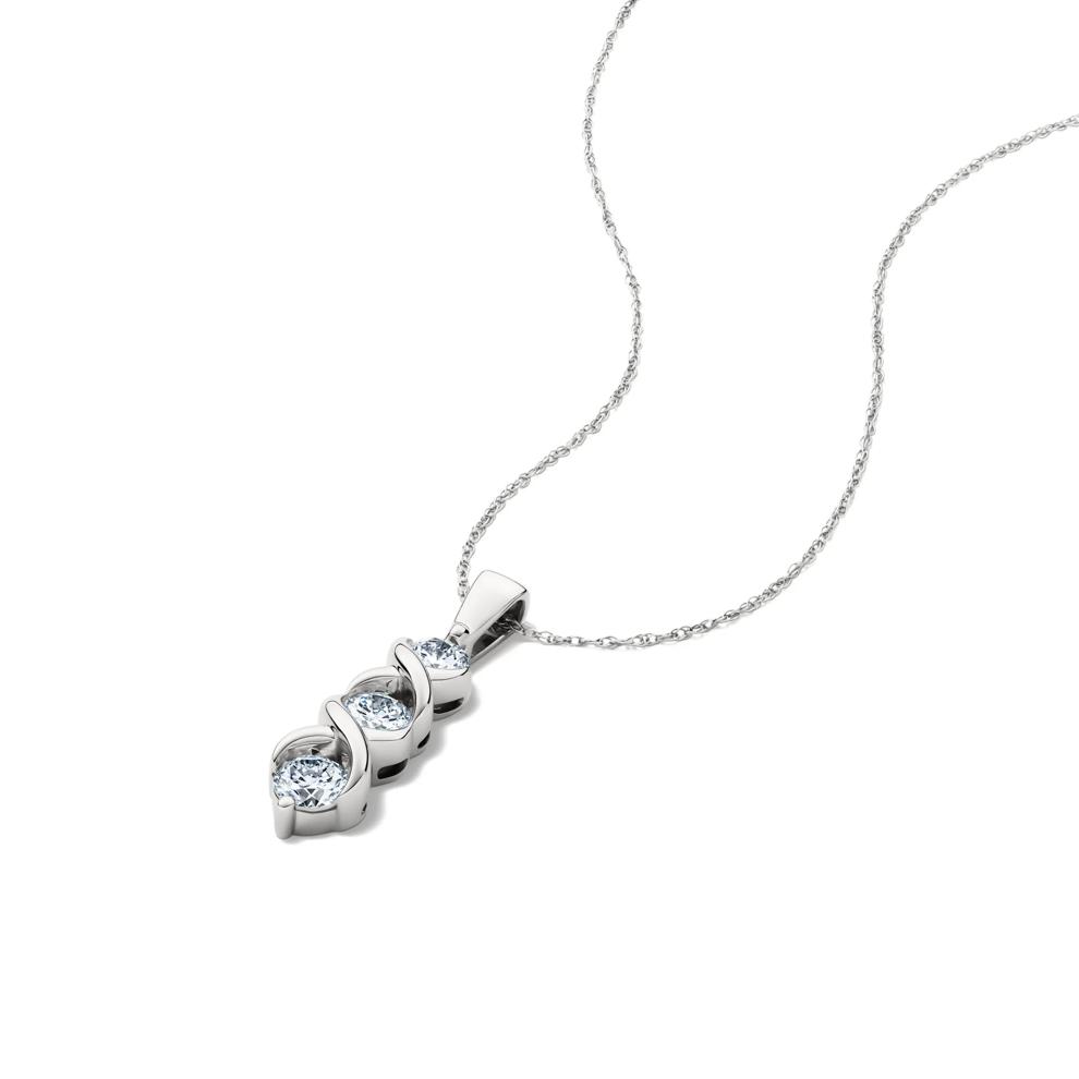Lab Grown Diamond Three-Stone Pendant in 14K White Gold – Image 4 of 4