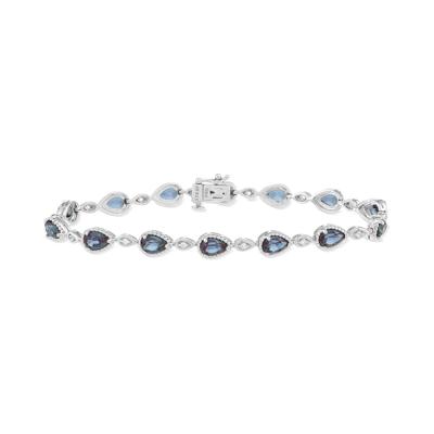 Lab-Created Alexandrite & Lab-Created White Sapphire Alternating Line Bracelet in Sterling Silver, 7.25"