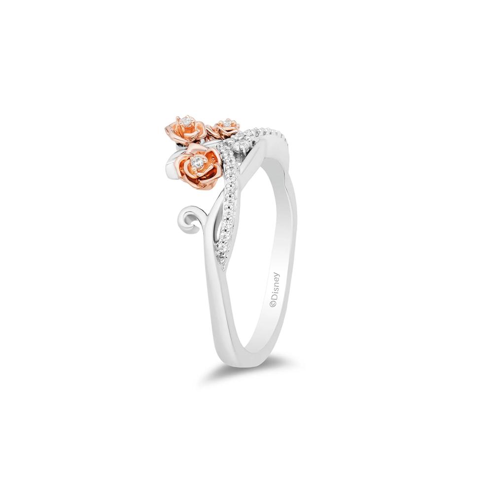 Diamond Rose Tiara "Belle" Ring in Sterling Silver &amp; 10K Rose Gold (1/10 ct. tw.) – Image 3 of 4