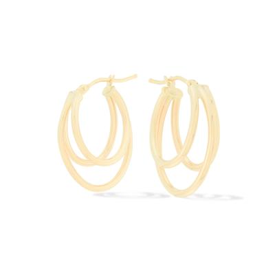 Oval Polished Triple-Row Tube Hoop Earrings in 14K Yellow Gold, 30x22MM