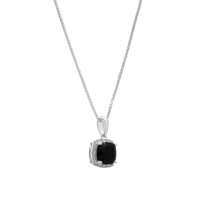 Onyx &amp; Diamond Accent Earrings, Pendant &amp; Ring Set in Sterling Silver – Image 6 of 11