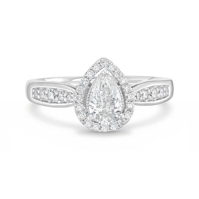 Diamond Pear-Shaped Halo Engagement Ring in 10K White Gold (3/4 ct. tw.)