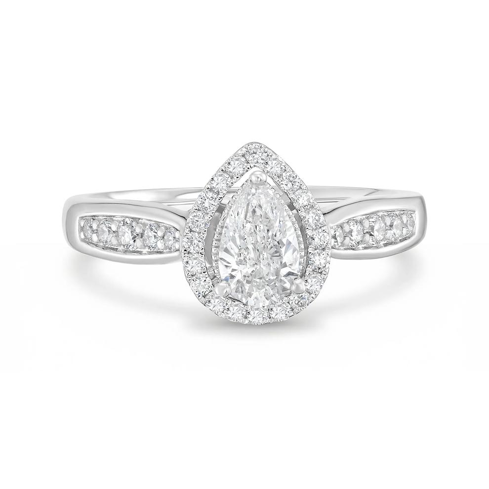 Diamond Pear-Shaped Halo Engagement Ring in 10K White Gold (3/4 ct. tw.) – Image 1 of 4