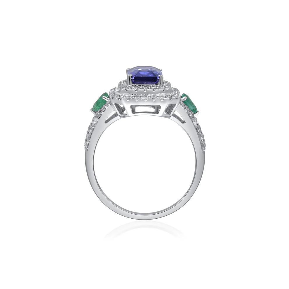 Tanzanite &amp; Emerald Double Halo Ring in 14K White Gold (1/2 ct. tw.) – Image 2 of 5