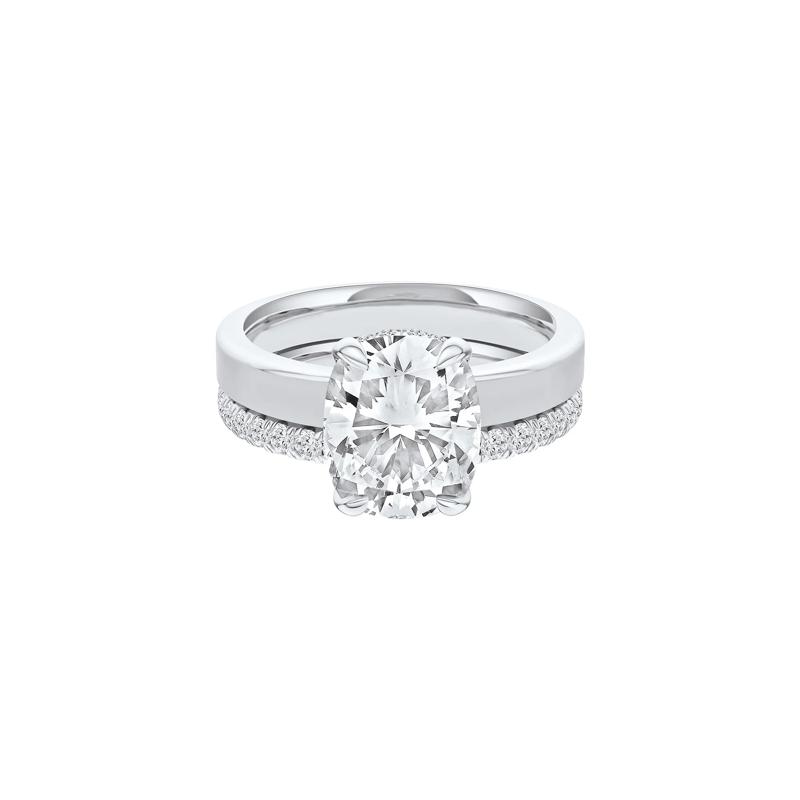 Lab Grown Diamond Elongated Cushion-Cut Engagement Ring in 14K White Gold &#40;4 ct. tw.&#41; – Image 1 of 4