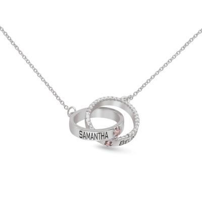 Personalized Linked Circle Gemstone and Diamond Accent Pendant