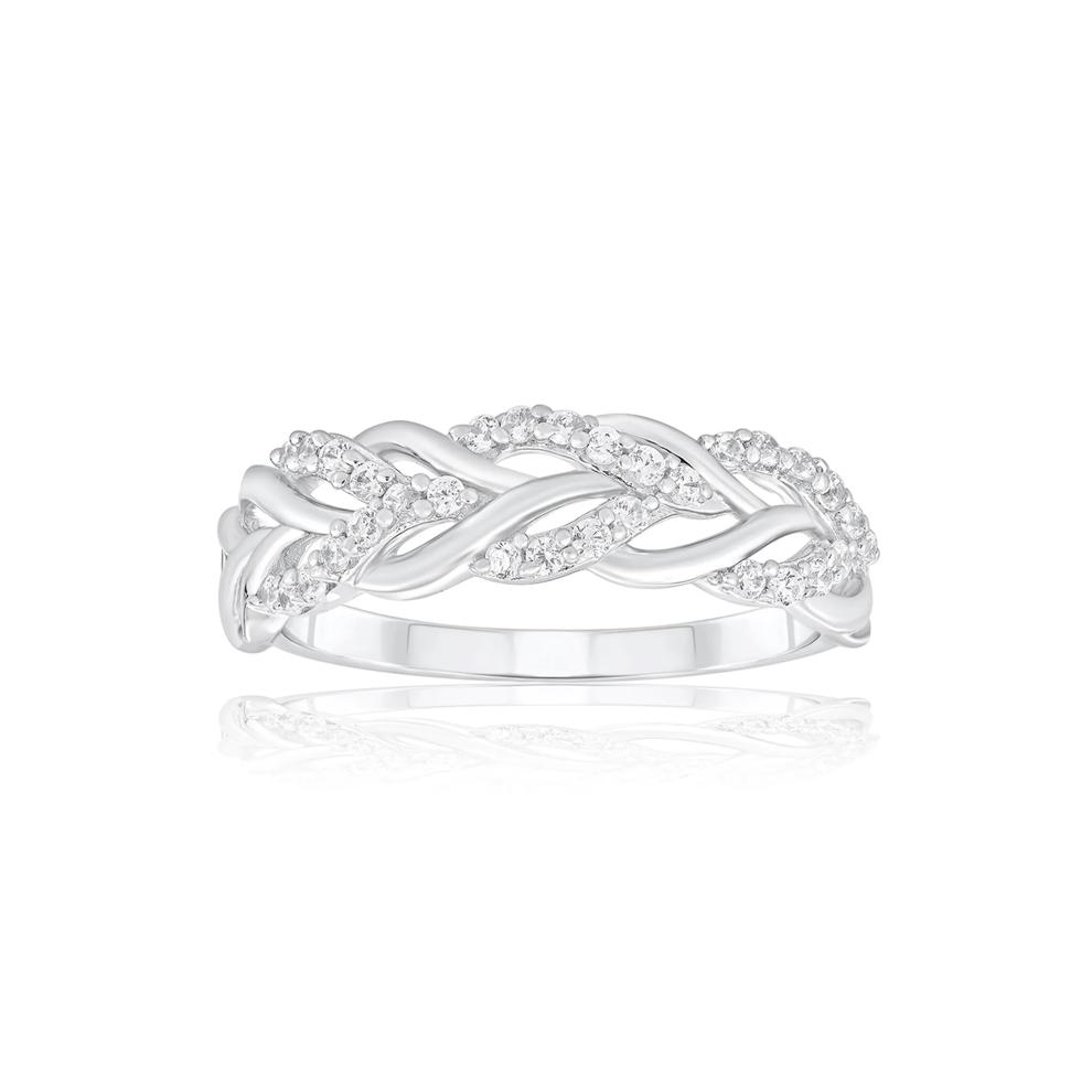 Diamond Woven Band in 10K White Gold (1/4 ct. tw.) – Image 1 of 3