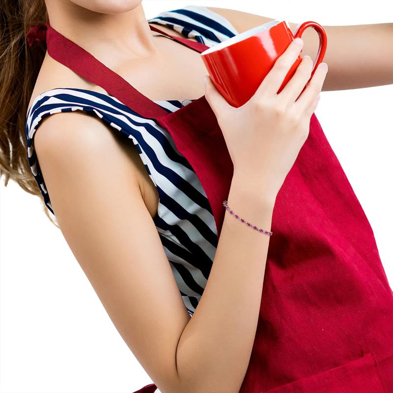 Lab-Created Ruby Link Bracelet in Sterling Silver, 7&rdquo; – Image 5 of 5