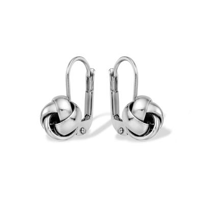 Love Knot Drop Earrings in 14K White Gold