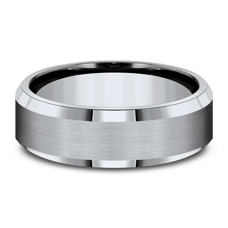 Men&#39;s Bevel Edged Band in Titanium, 7MM – Image 1 of 3