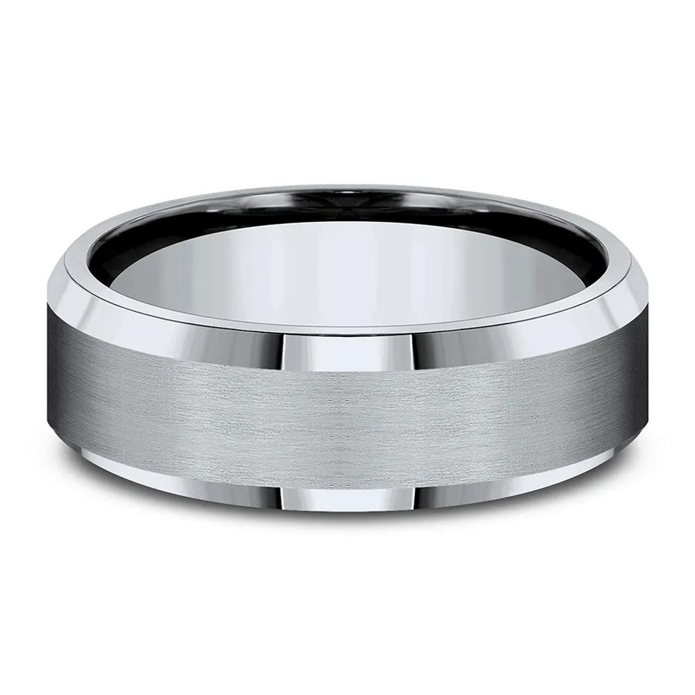 Men's Bevel Edged Band in Titanium, 7MM – Image 1 of 3