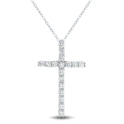 Lab Grown Diamond Cross Pendant in 14K White Gold (5/8 ct. tw.)