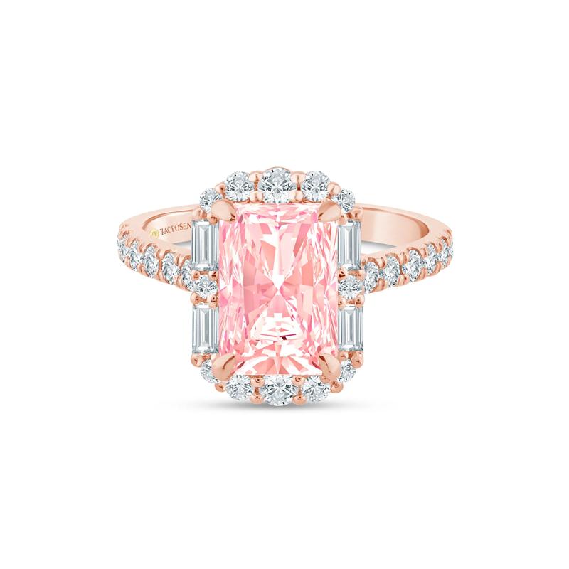 Lab Grown Pink and White Diamond Engagement Ring in 14K Rose and Yellow Gold &#40;3 ct. tw.&#41; – Image 1 of 3