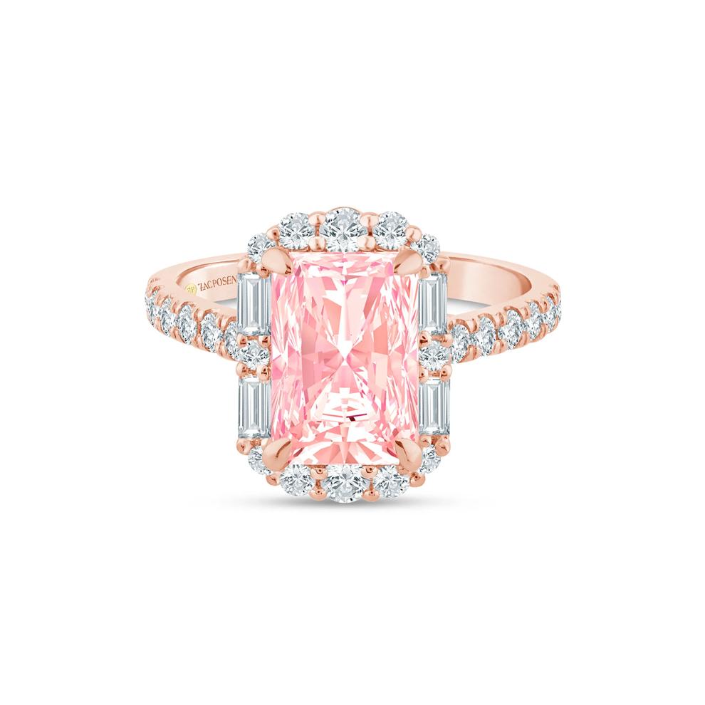 Lab Grown Pink and White Diamond Engagement Ring in 14K Rose and Yellow Gold (3 ct. tw.) – Image 1 of 3