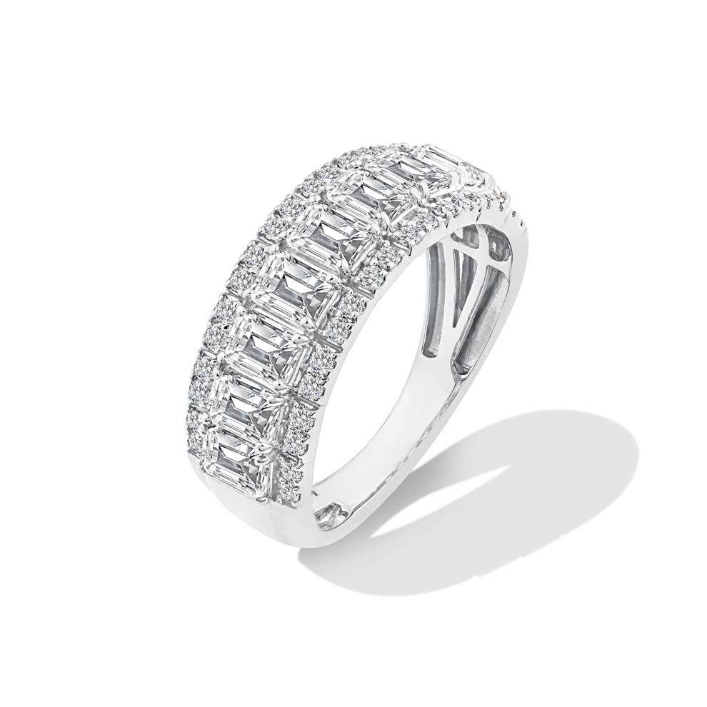Lab Grown Diamond Emerald Center Band in 10K White Gold (2 1/2 ct. tw.) – Image 4 of 4